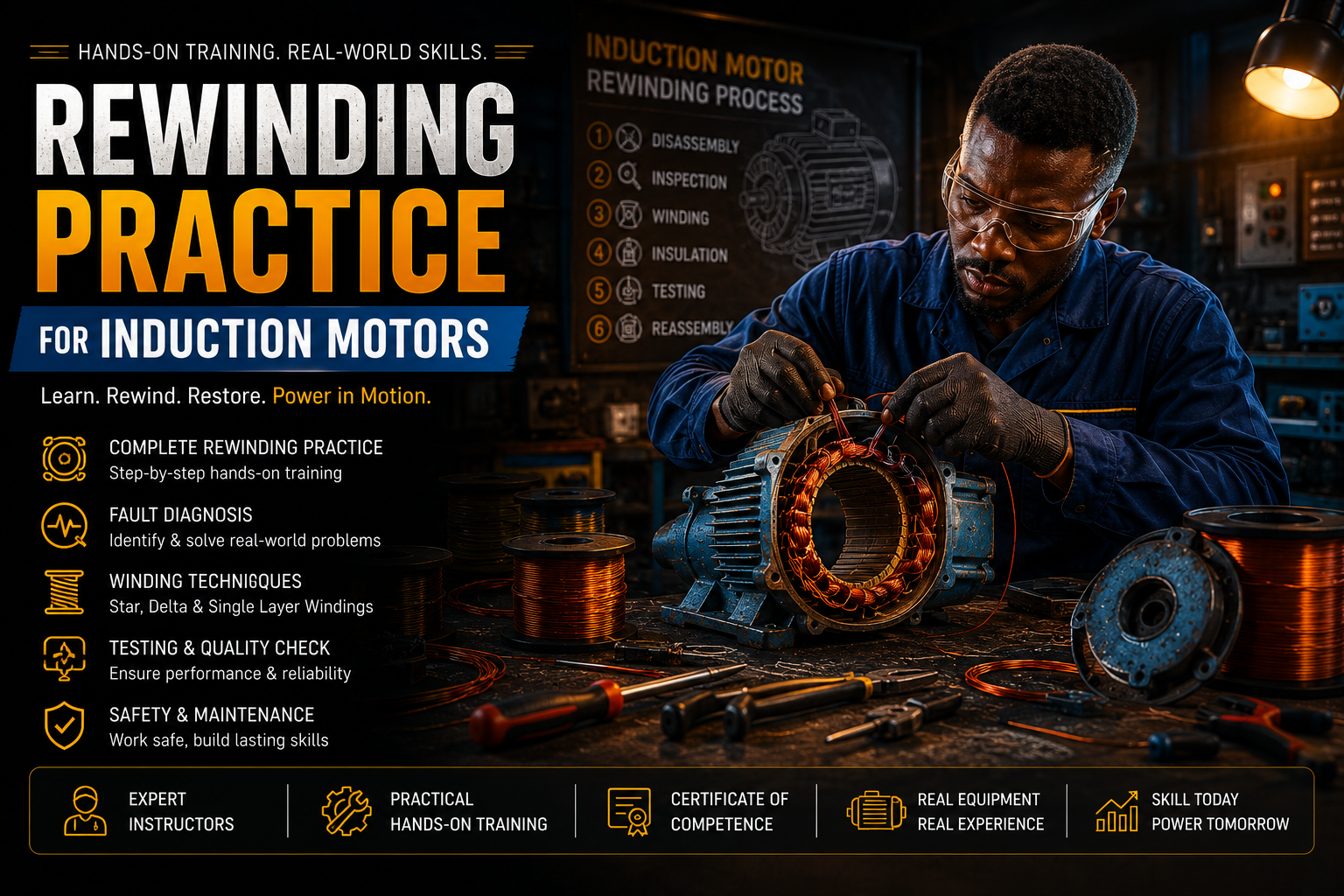 Rewinding Practice for Single Phase and Three Phase Induction Motors
